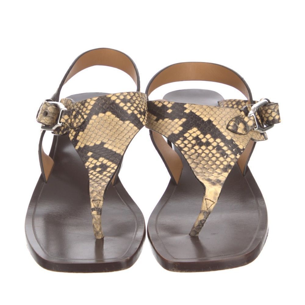 Ralph Lauren Pre Fall ‘21 Wellington Collection Julie Tan Snakeskin Thong Sandal - Picture 8 of 17